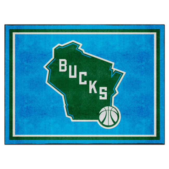 Milwaukee Bucks 8ft. x 10 ft. Plush Area Rug Wisconsin State Shape Secondary Logo