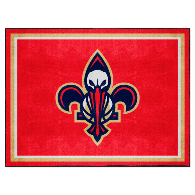New Orleans Pelicans 8ft. x 10 ft. Plush Area Rug Fleur-de-lis Pelican Secondary Logo