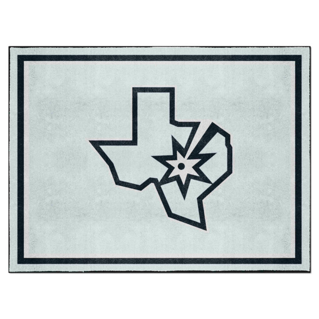 San Antonio Spurs 8ft. x 10 ft. Plush Area Rug Texas State Shape Secondary Logo