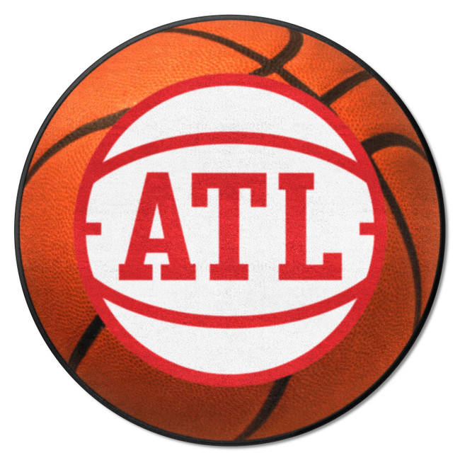 Atlanta Hawks Basketball Rug - 27in. Diameter ATL Basketball Secondary Logo