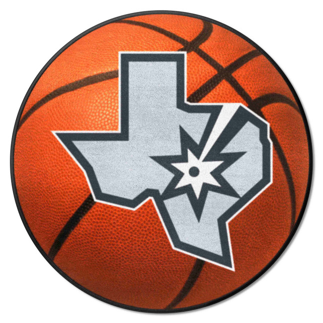 San Antonio Spurs Basketball Rug - 27in. Diameter Texas State Shape Secondary Logo