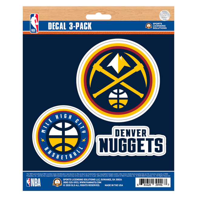 Denver Nuggets 3 Piece Decal Sticker Set3 Various Logos / Wordmark