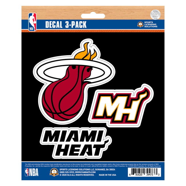Miami Heat 3 Piece Decal Sticker Set3 Various Logos / Wordmark