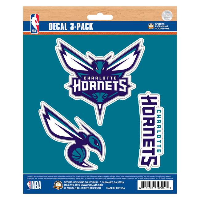 Charlotte Hornets 3 Piece Decal Sticker Set3 Various Logos / Wordmark