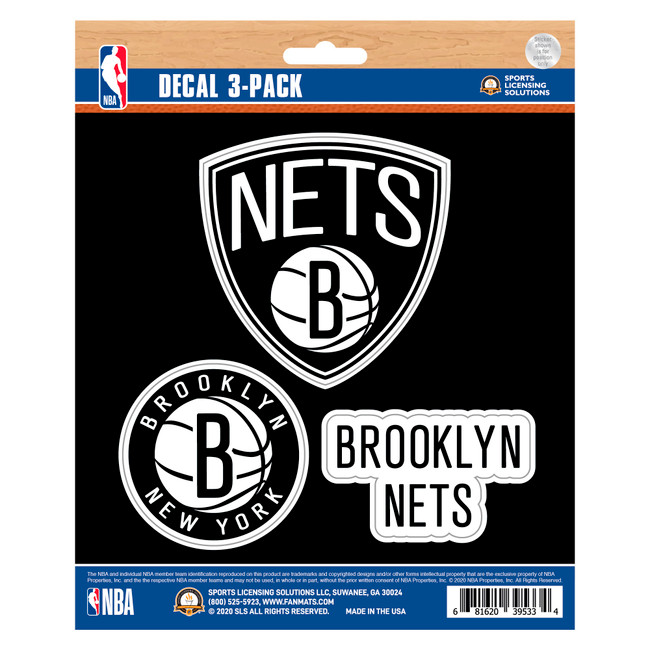 Brooklyn Nets 3 Piece Decal Sticker Set3 Various Logos / Wordmark