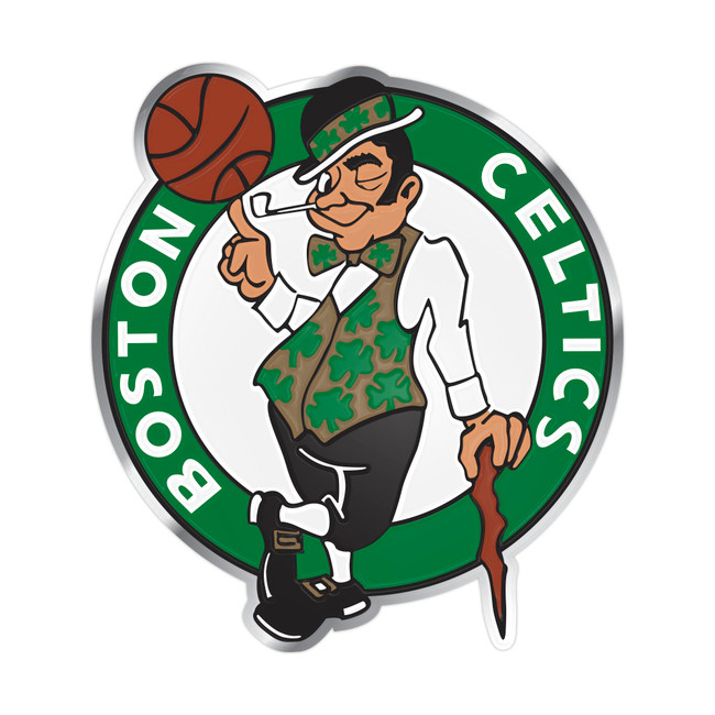Boston Celtics Heavy Duty Aluminum Embossed Color Emblem Circular Leprachaun Primary Logo