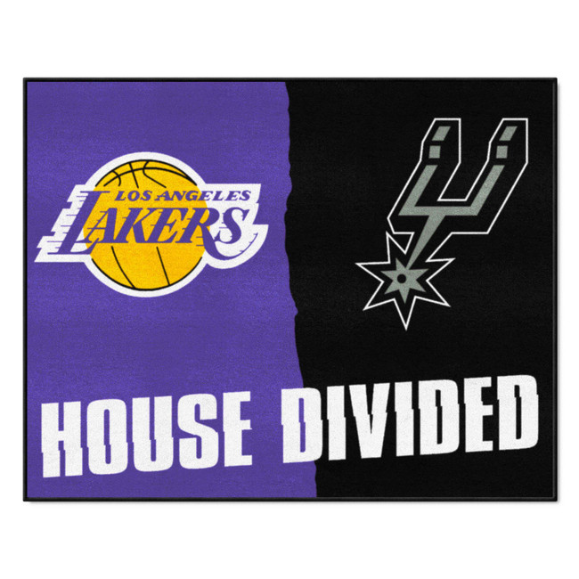 NBA House Divided - LA Lakers / Spurs House Divided Rug - 34 in. x 42.5 in.