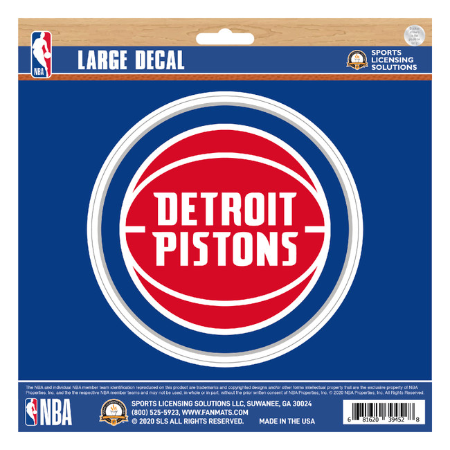 Detroit Pistons Large Decal Sticker Basketball with Wordmark Primary Logo