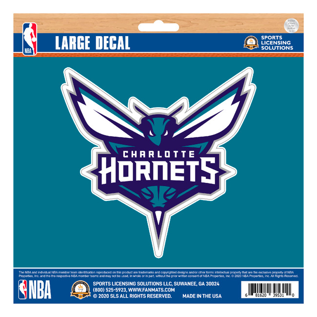Charlotte Hornets Large Decal Sticker Hornet with Wordmark Primary Logo