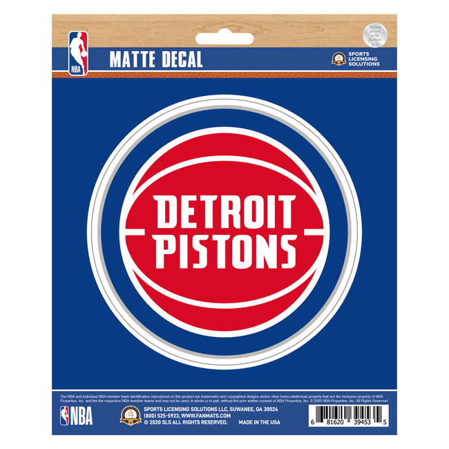 Detroit Pistons Matte Decal Sticker Basketball with Wordmark Primary Logo