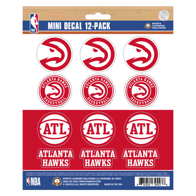 Atlanta Hawks 12 Count Mini Decal Sticker Pack 12 Various Logos / Wordmark