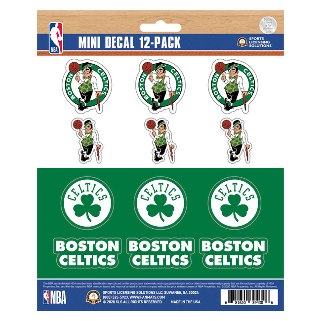 Boston Celtics 12 Count Mini Decal Sticker Pack 12 Various Logos / Wordmark
