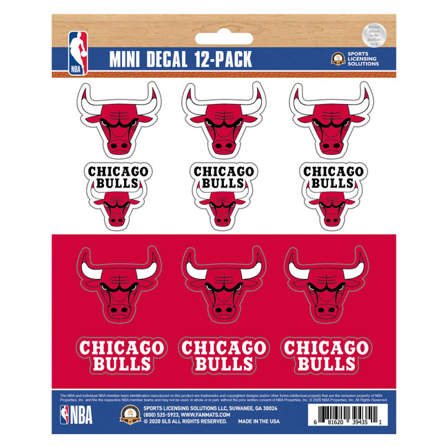 Chicago Bulls 12 Count Mini Decal Sticker Pack 12 Various Logos / Wordmark