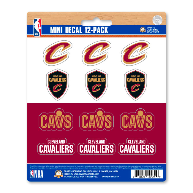 Cleveland Cavaliers 12 Count Mini Decal Sticker Pack 12 Various Logos / Wordmark