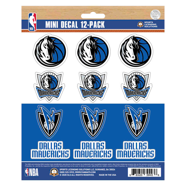 Dallas Mavericks 12 Count Mini Decal Sticker Pack 12 Various Logos / Wordmark