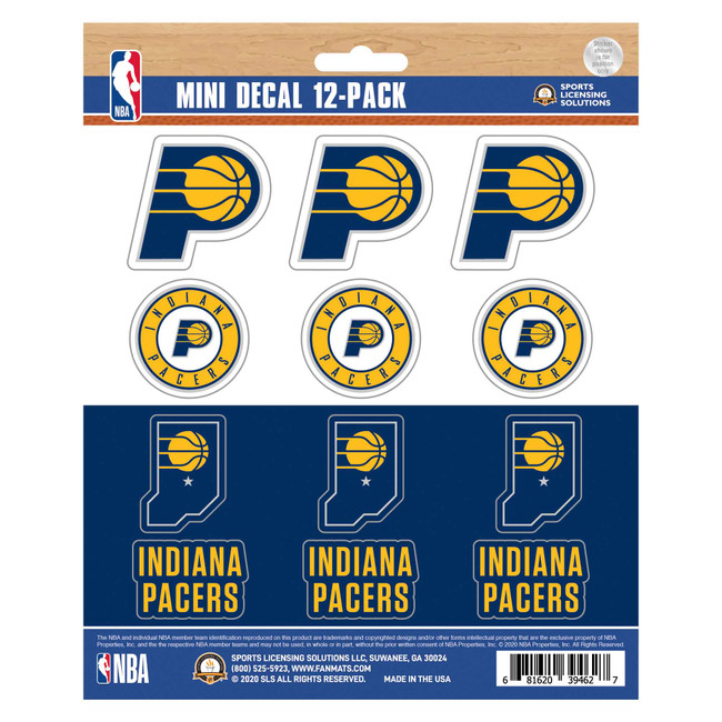 Indiana Pacers 12 Count Mini Decal Sticker Pack 12 Various Logos / Wordmark