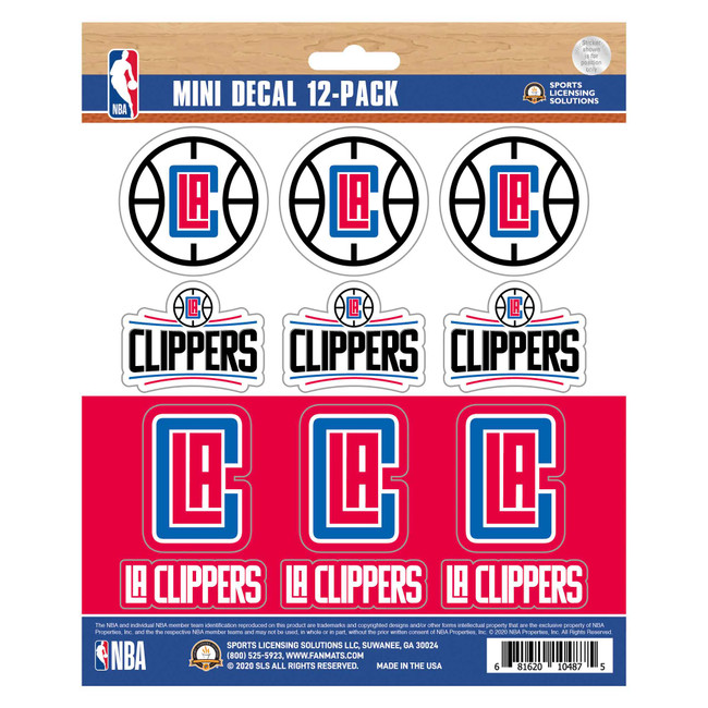Los Angeles Clippers 12 Count Mini Decal Sticker Pack 12 Various Logos / Wordmark