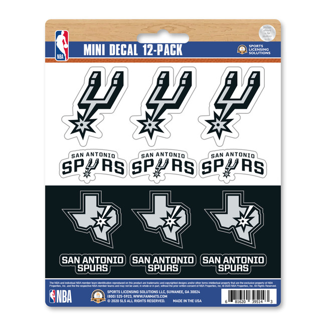 San Antonio Spurs 12 Count Mini Decal Sticker Pack 12 Various Logos / Wordmark
