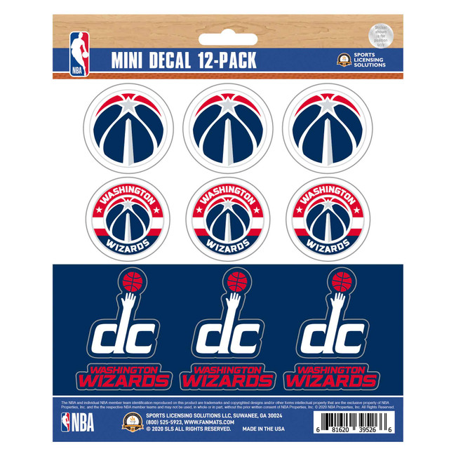 Washington Wizards 12 Count Mini Decal Sticker Pack 12 Various Logos / Wordmark