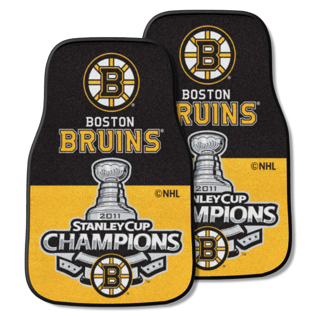 Boston Bruins Front Carpet Car Mat Set - 2 Pieces, 2011 NHL Stanley Cup Champions Championship - 2011 NHL Stanley Cup Champions