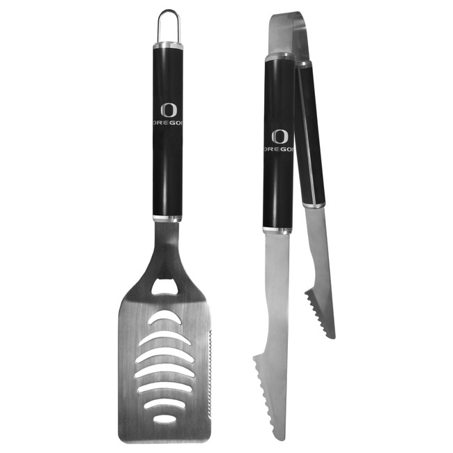 Oregon Ducks 2 pc Black Steel Tailgate BBQ Set