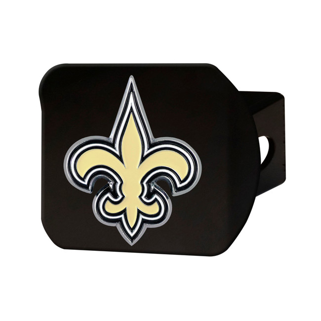 New Orleans Saints Black Metal Hitch Cover - 3D Color Emblem Fleur-de-lis Primary Logo
