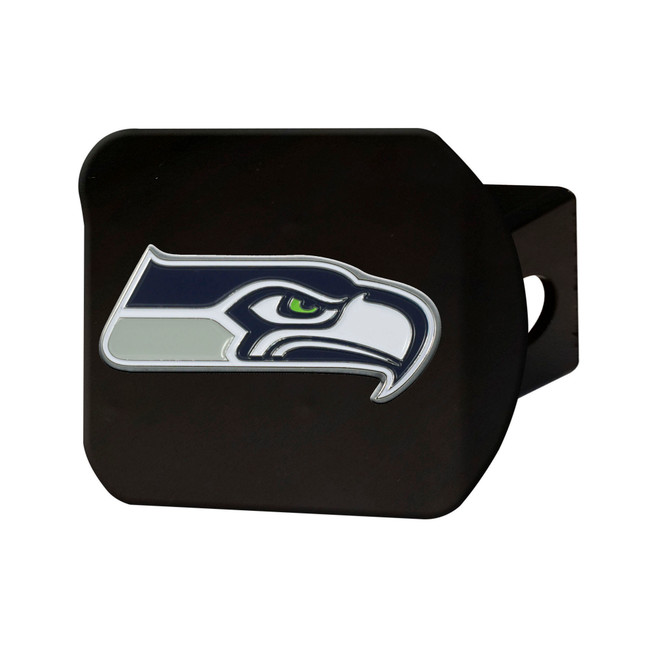 Seattle Seahawks Black Metal Hitch Cover - 3D Color Emblem Seahawk Head Primary Logo