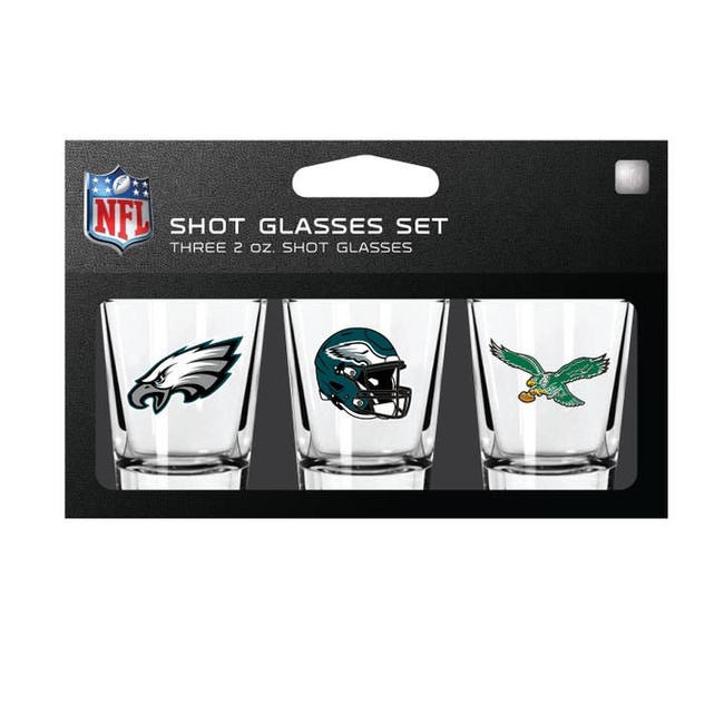 Philadelphia Eagles 3-Pack Shot Glass SetNFL Barware Fan Drinkware