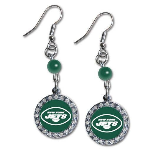 New York JetsRhinestone Dangle Earrings