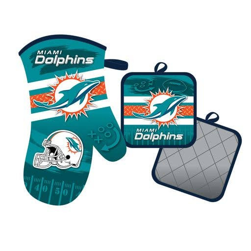 Miami Dolphins Oven Mitt and Pot Holder Kitchen Heat Resistant