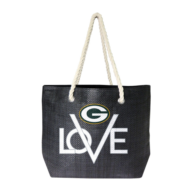 Green Bay Packers Love Tote Bag NFL Fan Tote Travel Shopping Bag