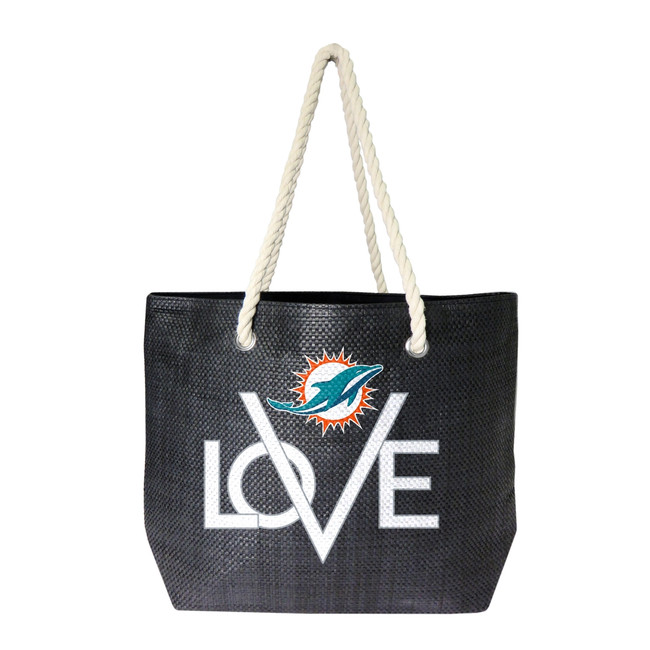 Miami Dolphins Love Tote Bag NFL Fan Tote Travel Shopping Bag