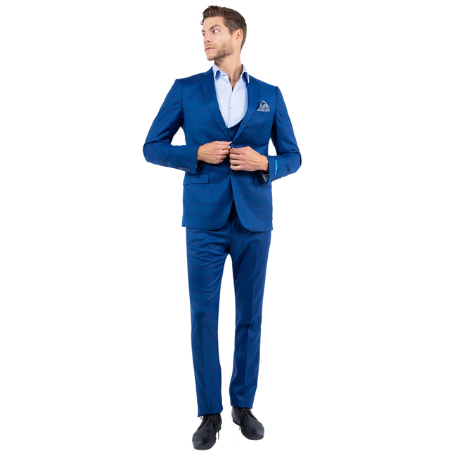Men's Skinny Fit Suits 3 Piece Set - Dark Blue
