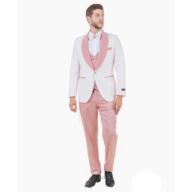 Men's Skinny Fit Suit 3 Piece - Pink
