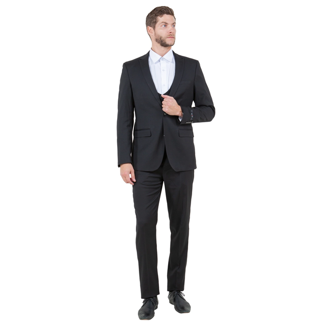 Men's Suit Peak Lapel 3 Piece Set - Black