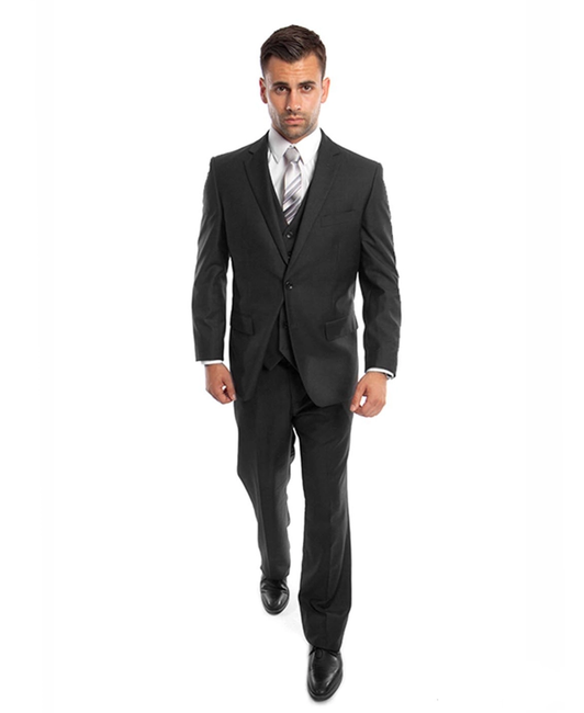 Men's Modern Fit 3-Piece Suit - Black