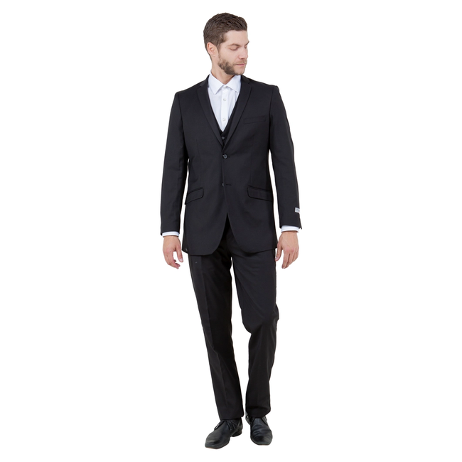 Tazzio Men's Modern Fit 3-Piece Suit - Black