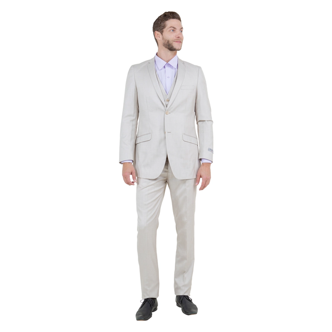Tazzio Men's Modern Fit 3-Piece Suit - Tan
