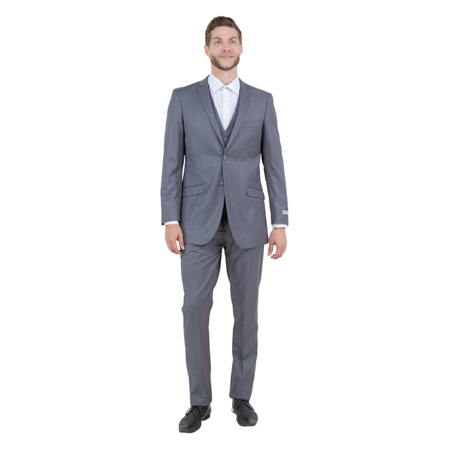 Tazzio Men's Modern Fit 3-Piece Suit - Grey