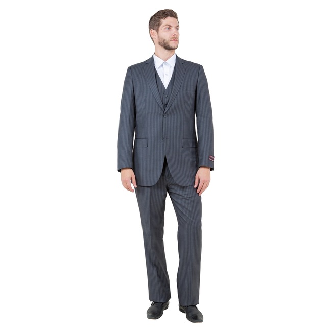 Demantie Men's  Pinstripe 3-Piece Suit - Grey
