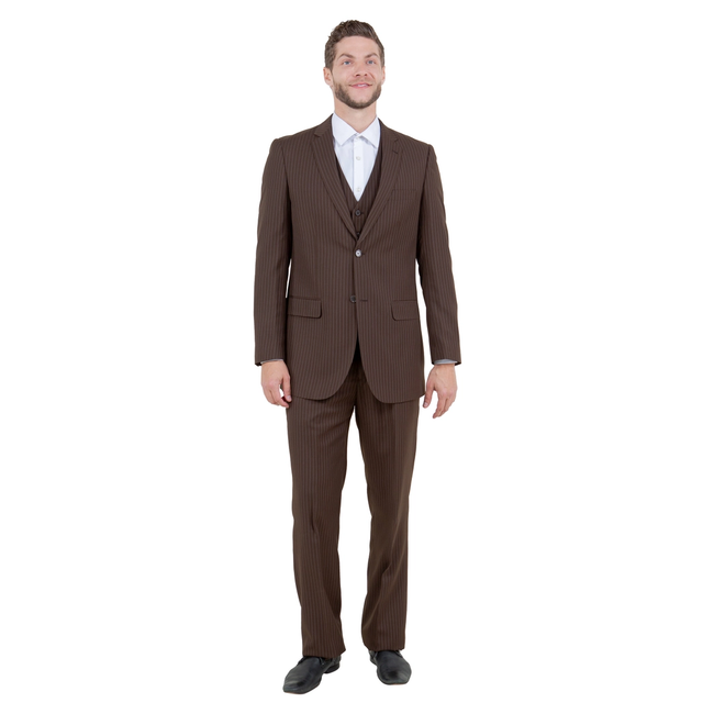 Demantie Men's  Pinstripe 3-Piece Suit - Brown