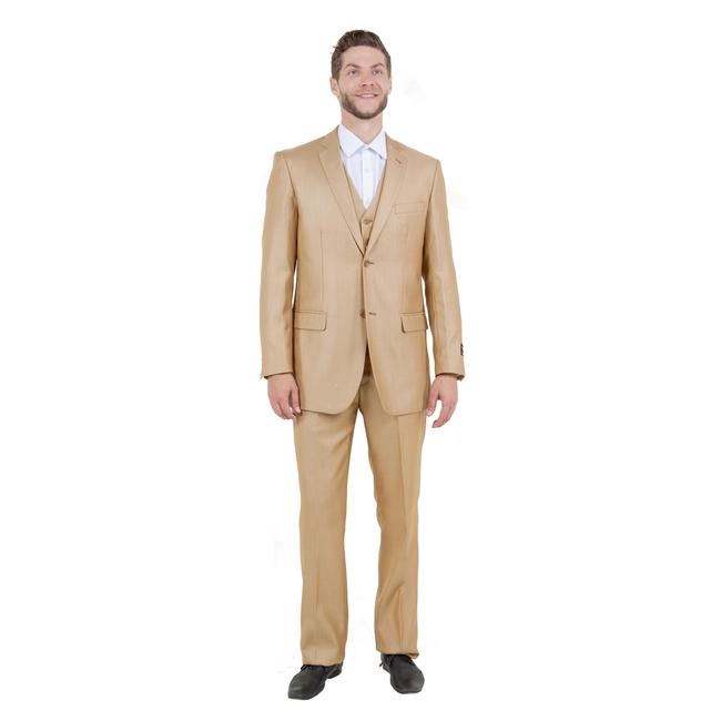 Tazzio Men's Modern Fit 3-Piece Suit - Wheat