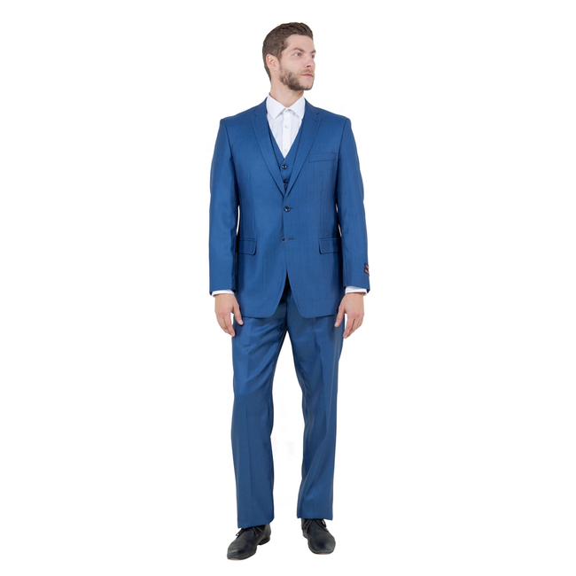 Tazzio Men's Modern Fit 3-Piece Suit - Blue