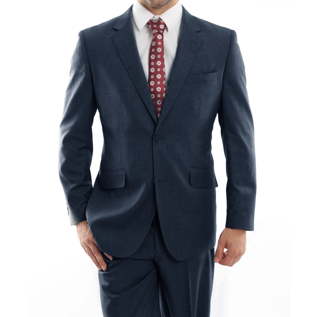 Men's Premium 100% Wool Modern Fit 2-Piece Suit - Indigo