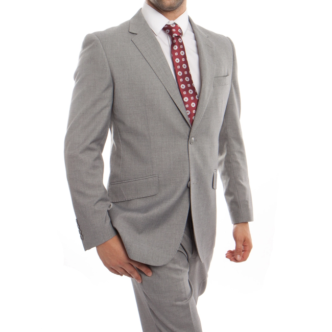 Men's Premium 100% Wool Modern Fit 2-Piece Suit - Gray