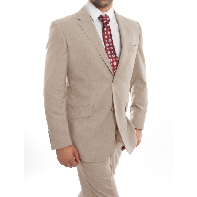Men's Premium 100% Wool Modern Fit 2-Piece Suit - Tan