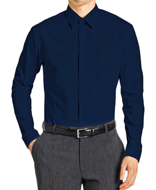 Men's Long Sleeve Button Down Dress Shirt - Navy