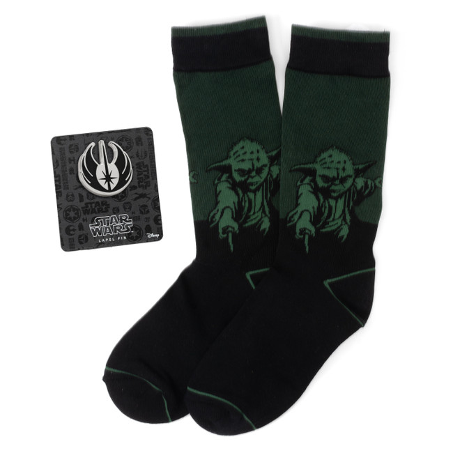 Yoda Sock and Jedi Lapel Pin Gift Set