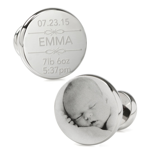 Birth Details Custom Photo Engravable Cufflinks