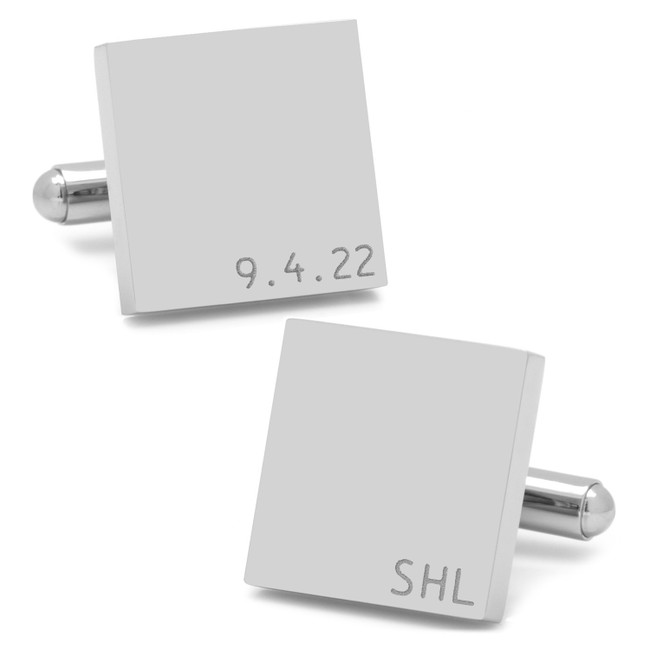 Typewriter Wedding Day Engravable Square Cufflinks